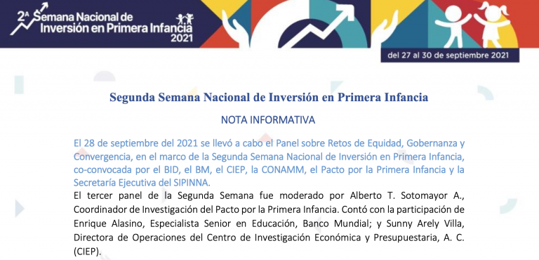 tarjeta informativa panel 3 semana de inversión